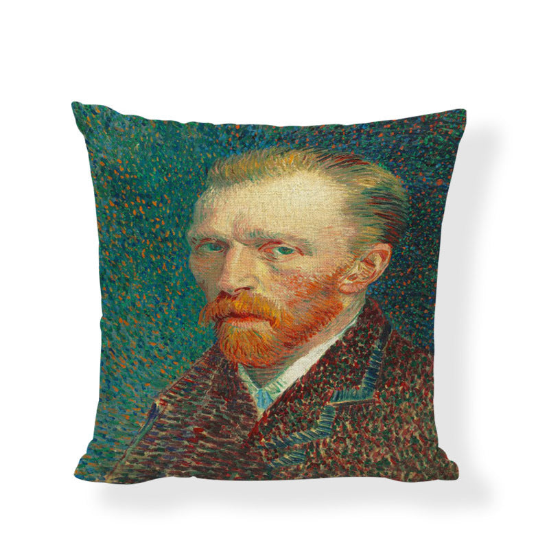 HKM-954067 Famous Art Character Cushion Cover, Linen Blend, 45x45cm, Suitable for Living Room and Bedroom