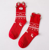 HKM-954131 Cozy Santa Claus Patterned Casual Socks for Spring, Summer, and Autumn