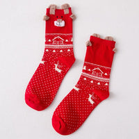 HKM-954131 Cozy Santa Claus Patterned Casual Socks for Spring, Summer, and Autumn