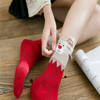 HKM-954131 Cozy Santa Claus Patterned Casual Socks for Spring, Summer, and Autumn