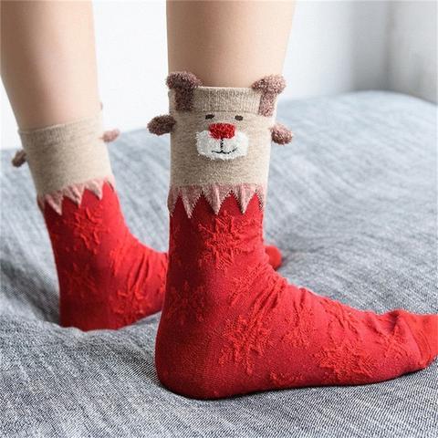 HKM-954131 Cozy Santa Claus Patterned Casual Socks for Spring, Summer, and Autumn