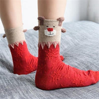 HKM-954131 Cozy Santa Claus Patterned Casual Socks for Spring, Summer, and Autumn