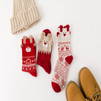 HKM-954131 Cozy Santa Claus Patterned Casual Socks for Spring, Summer, and Autumn