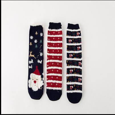 HKM-954131 Cozy Santa Claus Patterned Casual Socks for Spring, Summer, and Autumn