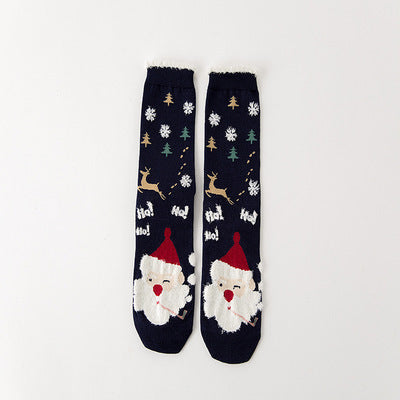 HKM-954131 Cozy Santa Claus Patterned Casual Socks for Spring, Summer, and Autumn