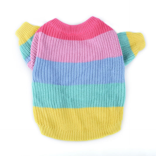 HKM-954259 Casual Wool Sweater for Corgis and Shiba Inus – Rainbow Color, Various Sizes Available