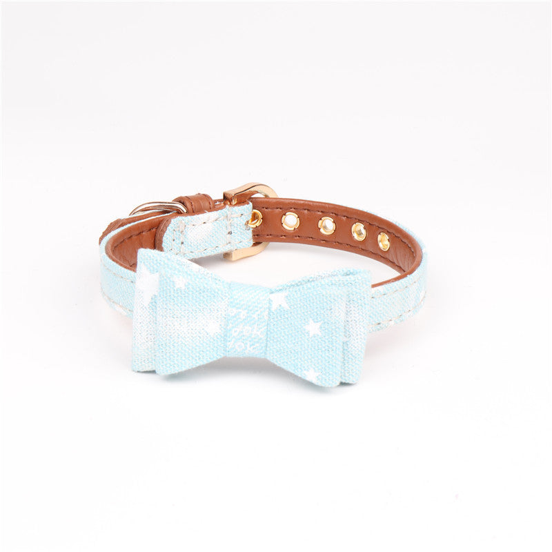 HKM-954387 Cowboy Style Dog and Cat Bow Tie Collars in Blue, Black, and Pink - Adjustable Sizes S, M, L