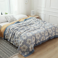 HKM-954515 Pure Cotton Five-Layer Towel Blanket in Floral Design - Available in Two Sizes