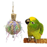 HKM-954771 Natural Straw Rope Toy for Parrots - 15cm Diameter, 23cm Length, Bite Resistant