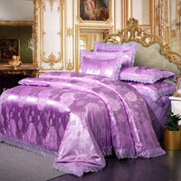 HKM-954835 Elegant Satin Embroidery Modal Jacquard Cotton Four-Piece Bedding Set with Floral Pattern for Standard and Plus-Size Beds