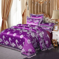 HKM-954835 Elegant Satin Embroidery Modal Jacquard Cotton Four-Piece Bedding Set with Floral Pattern for Standard and Plus-Size Beds