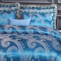 HKM-954835 Elegant Satin Embroidery Modal Jacquard Cotton Four-Piece Bedding Set with Floral Pattern for Standard and Plus-Size Beds