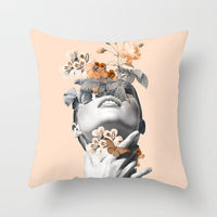 HKM-954899 Abstract Floral Print Cushion Cover - Peach Skin Fabric, 45cm x 45cm