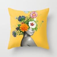 HKM-954899 Abstract Floral Print Cushion Cover - Peach Skin Fabric, 45cm x 45cm