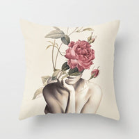HKM-954899 Abstract Floral Print Cushion Cover - Peach Skin Fabric, 45cm x 45cm