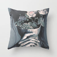 HKM-954899 Abstract Floral Print Cushion Cover - Peach Skin Fabric, 45cm x 45cm