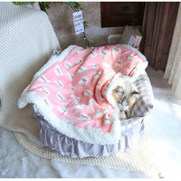 HKM-954963 Thick Lamb Fleece Pet Blanket - Soft Flannel Cushion for Cats and Dogs, Multiple Sizes Available