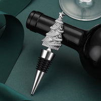 HKM-955283 Christmas Tree Lamp Wine Stopper in Gold and Silver - Zinc Alloy Fresh Seal