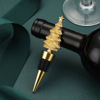 HKM-955283 Christmas Tree Lamp Wine Stopper in Gold and Silver - Zinc Alloy Fresh Seal