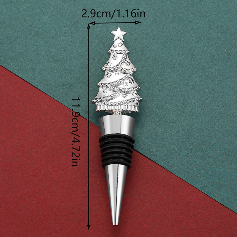 HKM-955283 Christmas Tree Lamp Wine Stopper in Gold and Silver - Zinc Alloy Fresh Seal