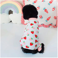HKM-955283 Cute Cotton Strawberry Sweater for Cats - Comfortable Four-Legged Apparel
