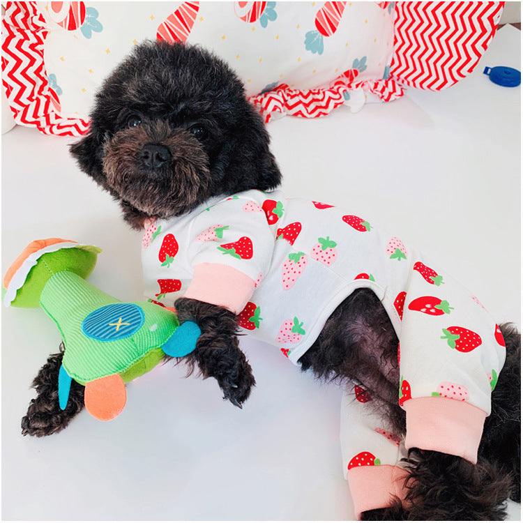 HKM-955283 Cute Cotton Strawberry Sweater for Cats - Comfortable Four-Legged Apparel