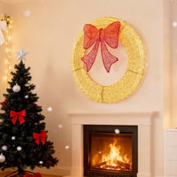 HKM-955475 LED Metal Christmas Wreath Decoration in Green and Yellow - 35 IN & 48 IN Options