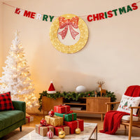 HKM-955475 LED Metal Christmas Wreath Decoration in Green and Yellow - 35 IN & 48 IN Options