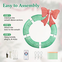 HKM-955475 LED Metal Christmas Wreath Decoration in Green and Yellow - 35 IN & 48 IN Options