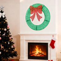 HKM-955475 LED Metal Christmas Wreath Decoration in Green and Yellow - 35 IN & 48 IN Options