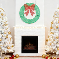 HKM-955475 LED Metal Christmas Wreath Decoration in Green and Yellow - 35 IN & 48 IN Options