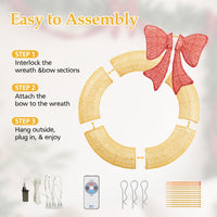 HKM-955475 LED Metal Christmas Wreath Decoration in Green and Yellow - 35 IN & 48 IN Options