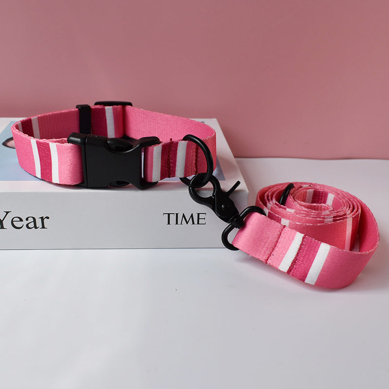 HKM-955539 Ethnic Style Nylon Pet Collar and Leash Set for Outdoor Dog Walking