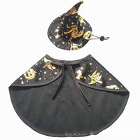 HKM-955539 Pet Wizard Cloak and Hat Set for Halloween - Polyester Costumes in Sizes S, M, L