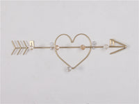 HKM-955603 Modern Iron Decorative Hook for Wall Hanging Coats, Hats, and Keys - Gold Heart Arrow Design