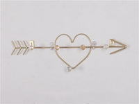 HKM-955603 Modern Iron Decorative Hook for Wall Hanging Coats, Hats, and Keys - Gold Heart Arrow Design