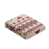 HKM-955667 Bohemian Geometric Pattern Tassel Blanket in Red, Yellow, and Gray – Multiple Sizes Available