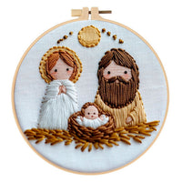 HKM-955667 Handmade Cross Embroidery DIY Kit - Landscape Design in Cotton and Linen, 24x24cm