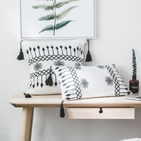 HKM-955667 Knitted Cotton Woolen Blanket with Geometric Pillowcases for Modern Home Décor