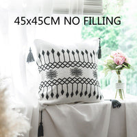 HKM-955667 Knitted Cotton Woolen Blanket with Geometric Pillowcases for Modern Home Décor