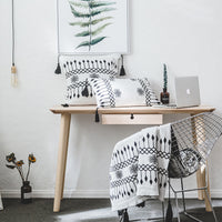 HKM-955667 Knitted Cotton Woolen Blanket with Geometric Pillowcases for Modern Home Décor
