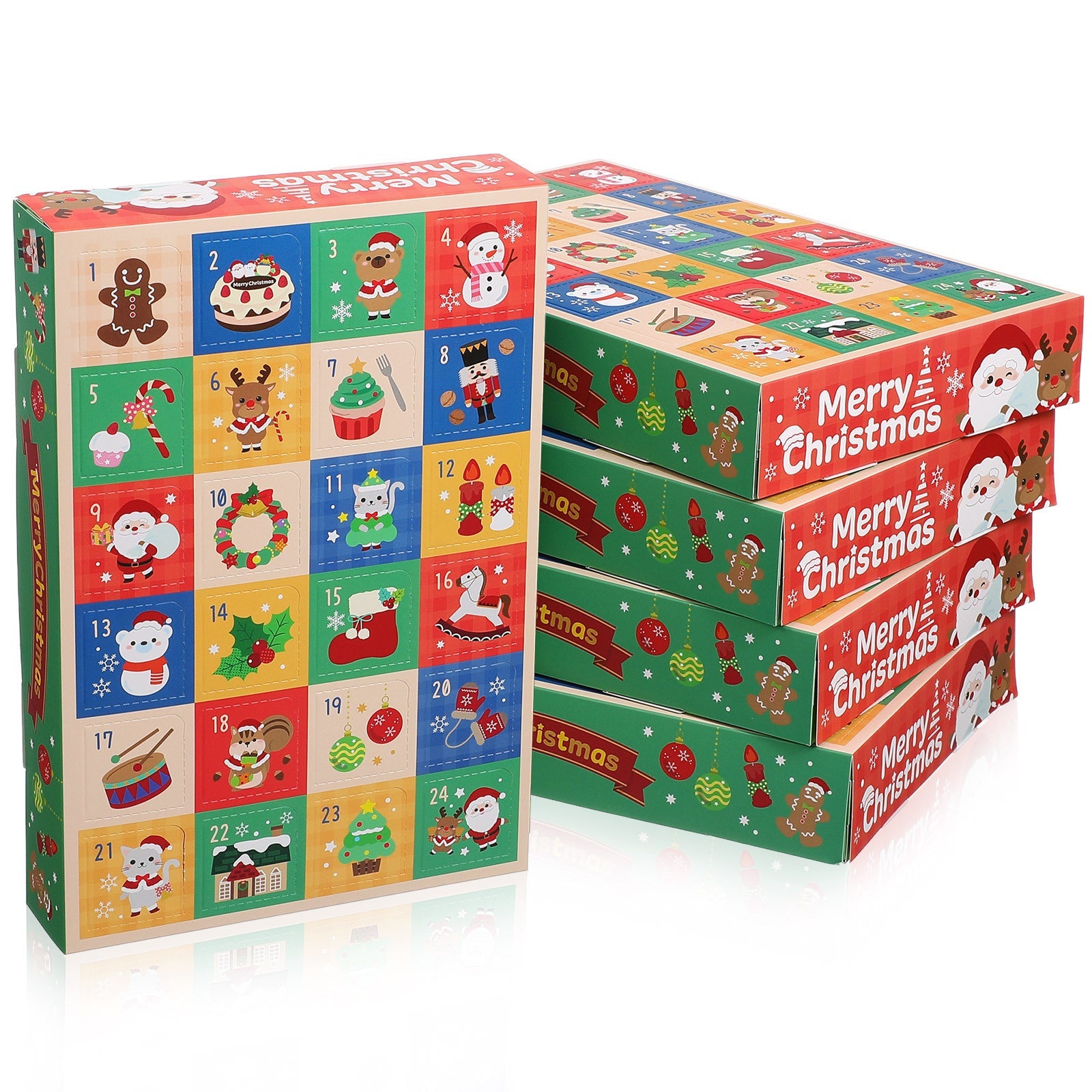 HKM-955795 24-Grid Christmas Gift Box with Surprise Calendar Design, 25x17x4 cm