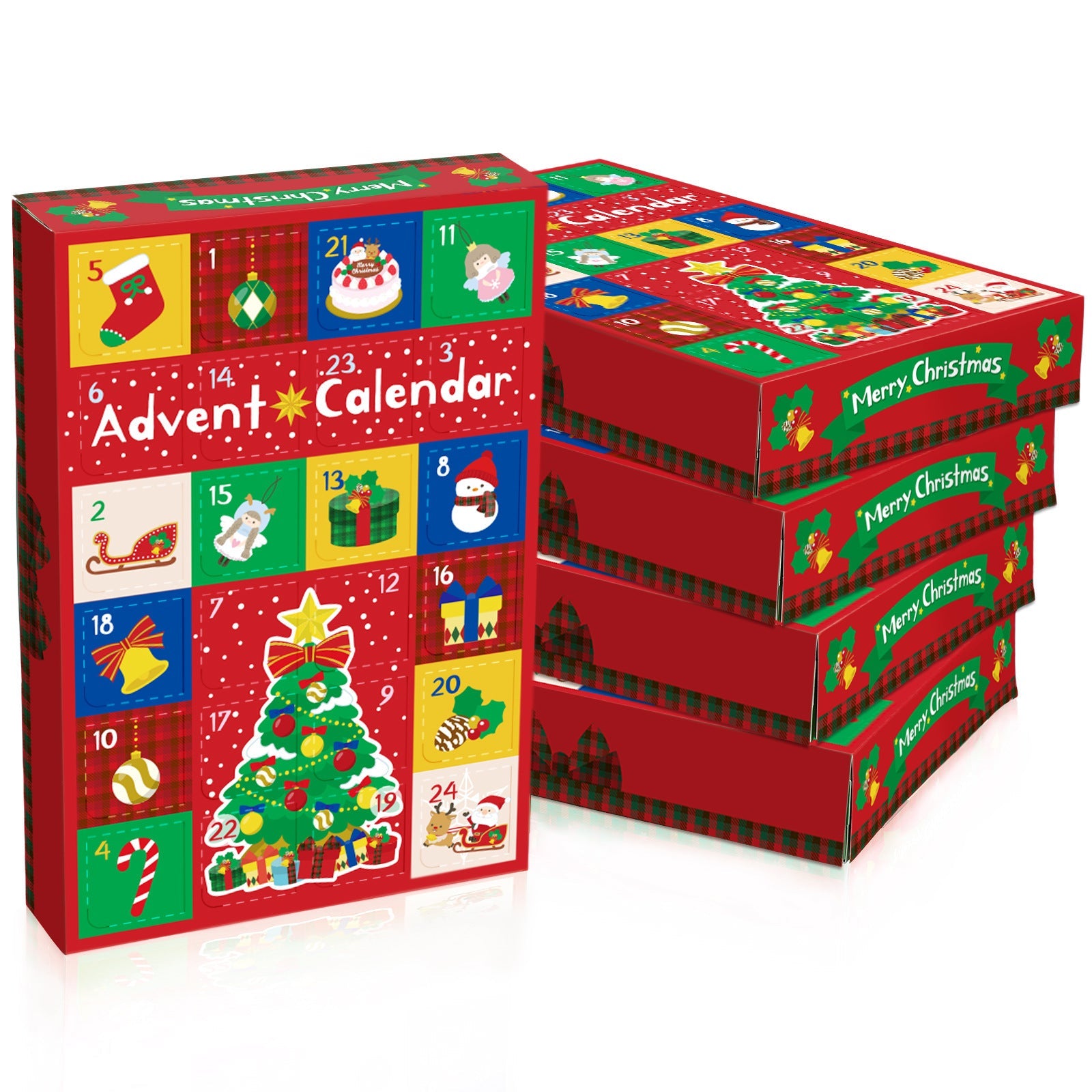 HKM-955795 24-Grid Christmas Gift Box with Surprise Calendar Design, 25x17x4 cm