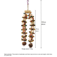 HKM-955923 Bird Grinding Biting Toy for Medium and Large Parrots - Natural Wooden Design