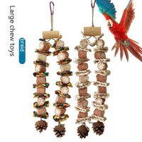 HKM-955923 Bird Grinding Biting Toy for Medium and Large Parrots - Natural Wooden Design