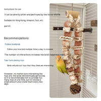 HKM-955923 Bird Grinding Biting Toy for Medium and Large Parrots - Natural Wooden Design