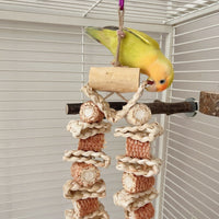 HKM-955923 Bird Grinding Biting Toy for Medium and Large Parrots - Natural Wooden Design