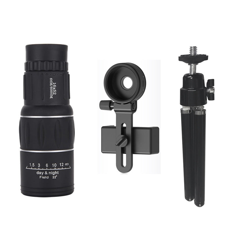 HKM-956051 16X52 Monocular Telescope for Smartphones - Powerful Optical Travel Lens with HD Clarity and Wide Field of View