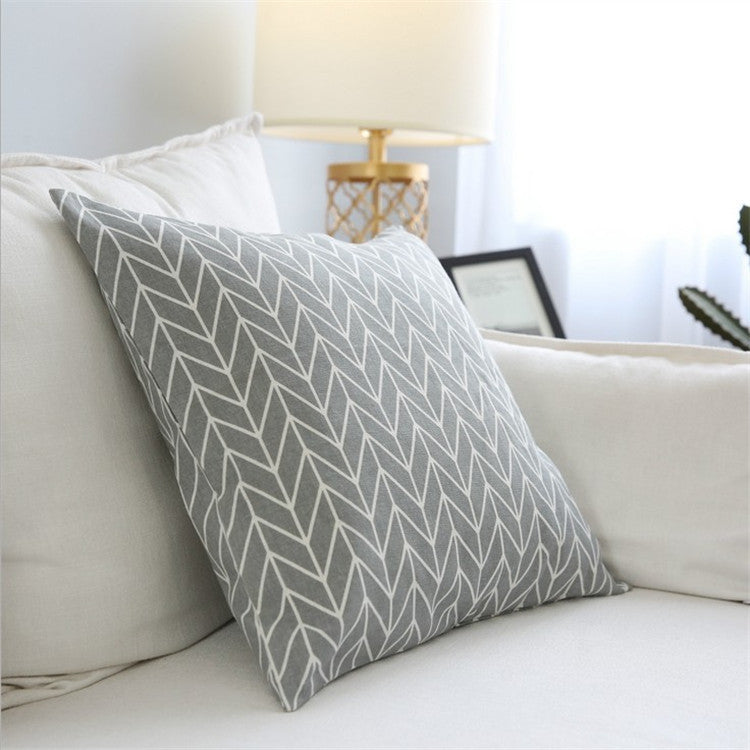 HKM-956051 Japanese-Style Lattice Cushion Cover in Cotton and Linen Blend - Pillowcase Only