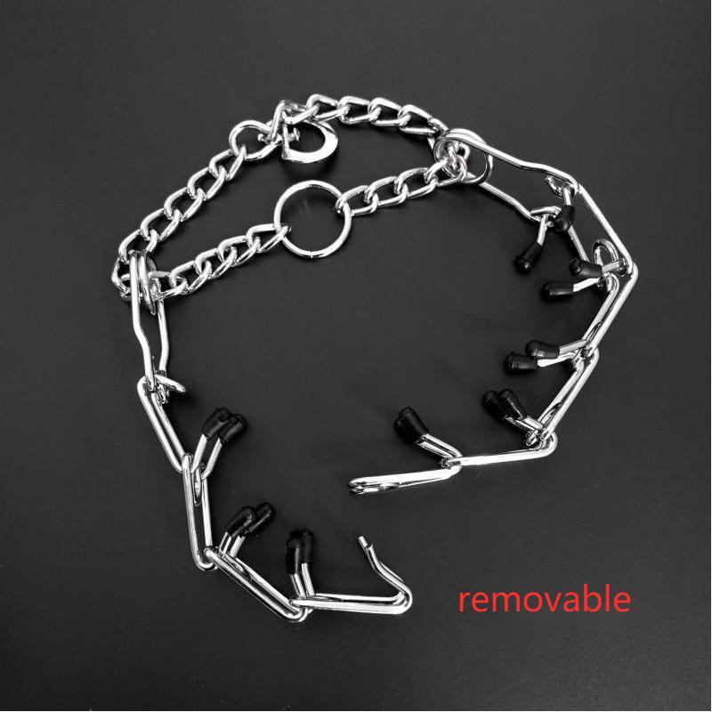 HKM-956499 Chrome Plated Dog Training Pinch Collar with Rubber Tips, Adjustable Sizes for Small to Large Dogs